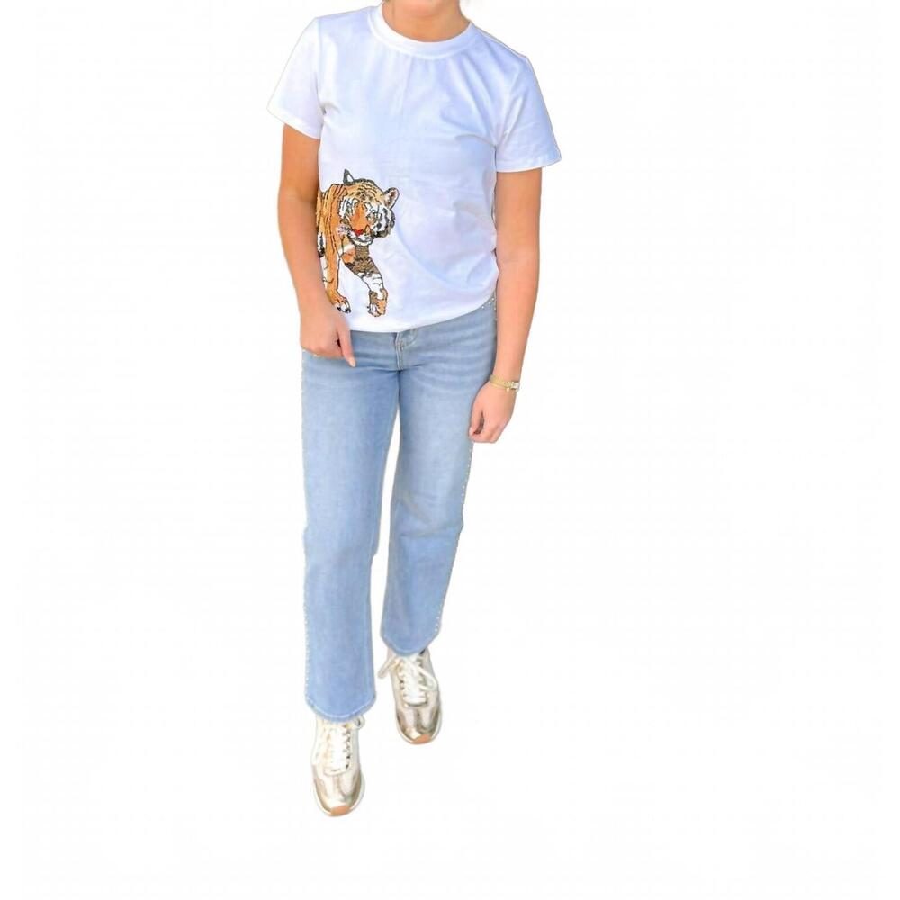 NEW SPARKLE CITY tiger wrap around tee in white